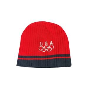 USA Olympic Team Reversible Knit Beanie Hat Red Navy One Size